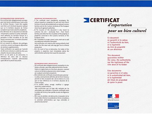 Antique Materials Alain Bidal ǀ Export Documents and Legislation for French cultural vintage elements and antiques of more than 100 years old.