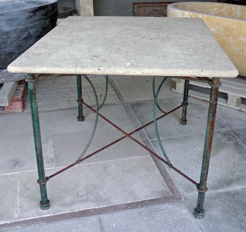Stone and cast iron garden furniture : Beautiful rectangular garden table - Atelier Alain Bidal (Provence)