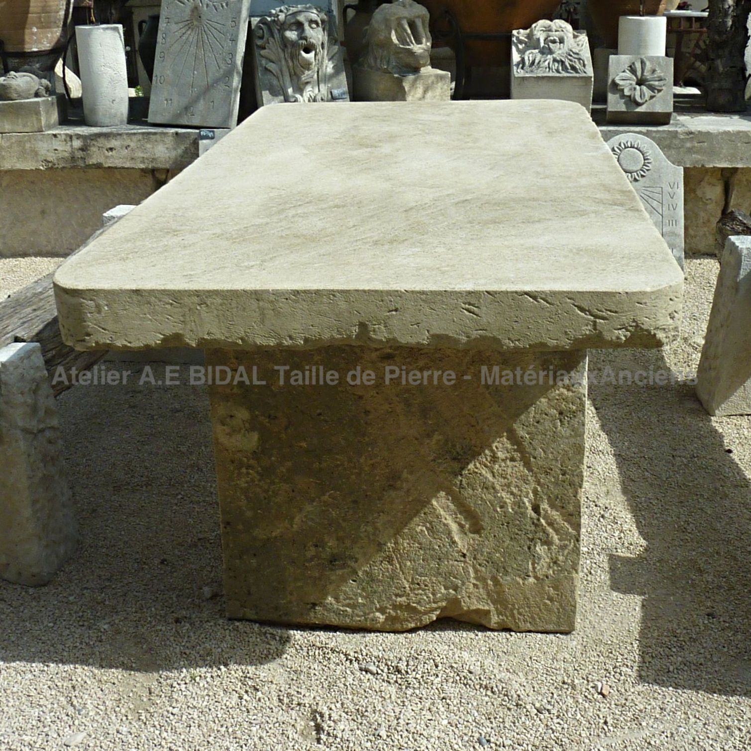 A large antique stone table signed by Bidal in Provence at affordable price for your garden.