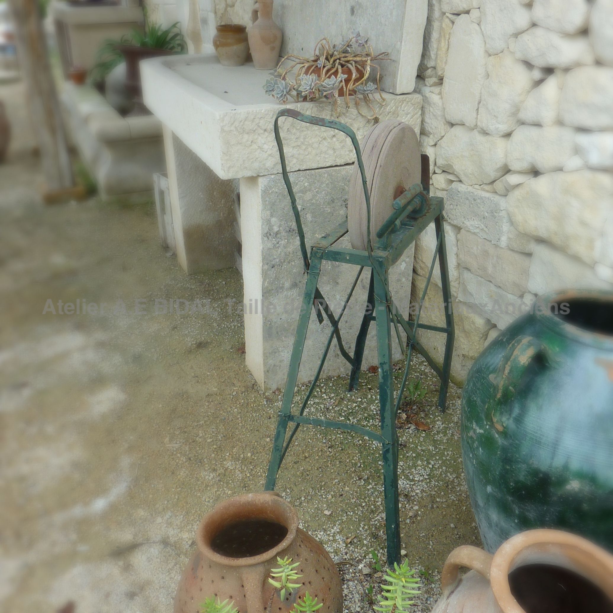 Metal structure of an old grinding wheel - grinding wheel for blades.