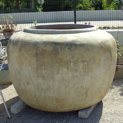 Exceptionnelle jardinière ancienne en béton patiné et vieilli - Atelier Alain BIDAL (Provence)