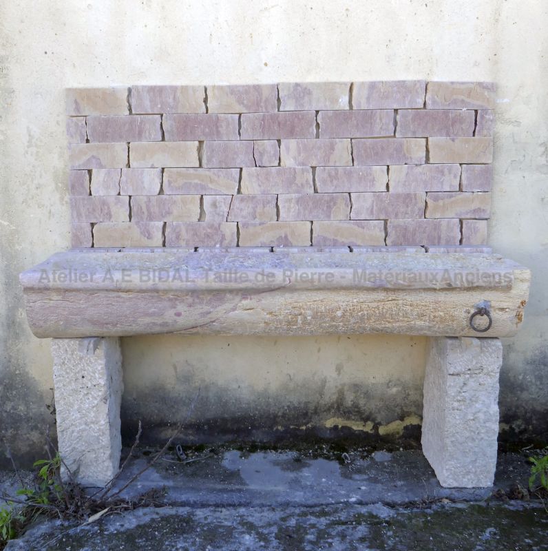 Natural stone sink with jambs and splash-back by Alain BIDAL Matériaux Anciens en Provence