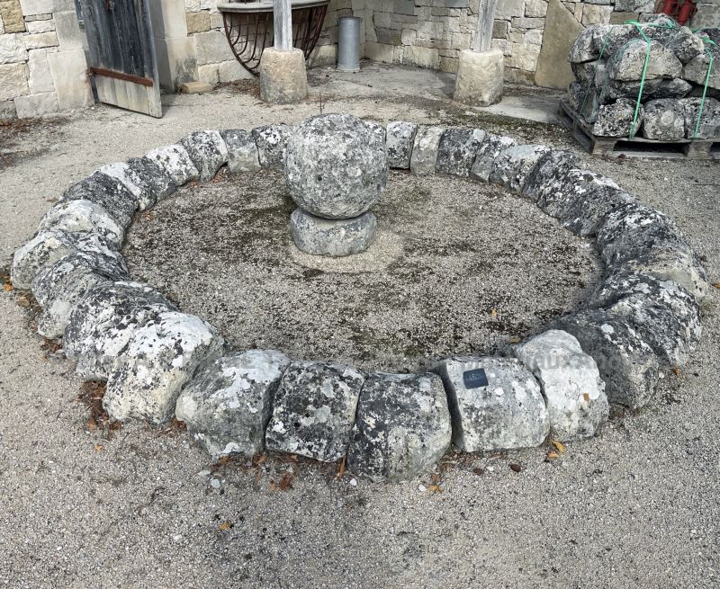 Old round basin in rustic natural stones by  - Alain Bidal Antique Materials in Provence