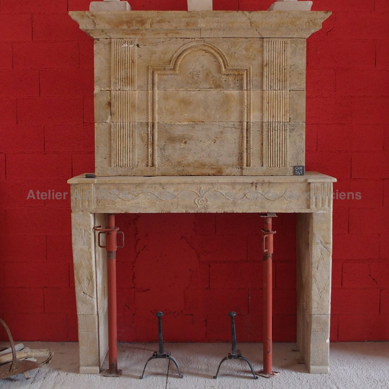 Very nice old stone fireplace - stone fireplace that has been restored.
