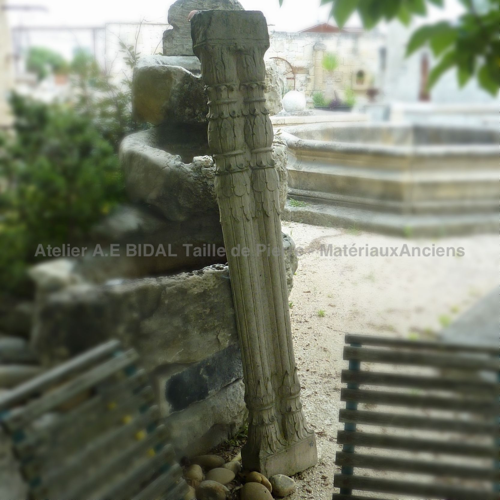 Beautiful old double pillar - stone columns.
