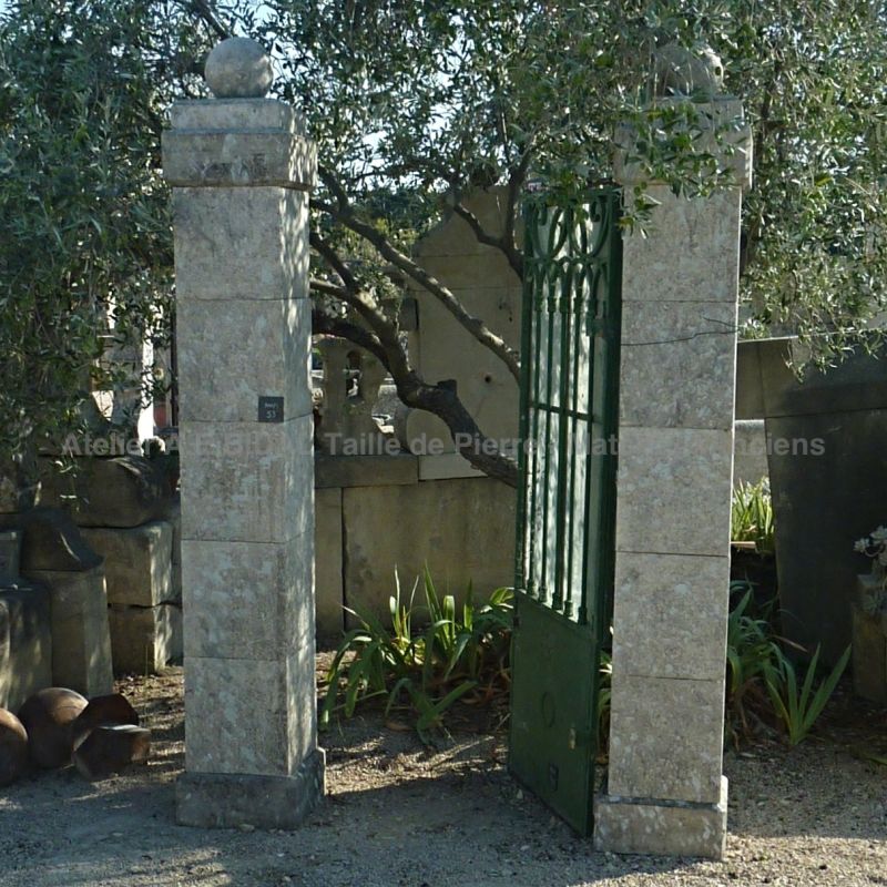 Pair of stone pillars - Two old stone pillars for gate or entrance.