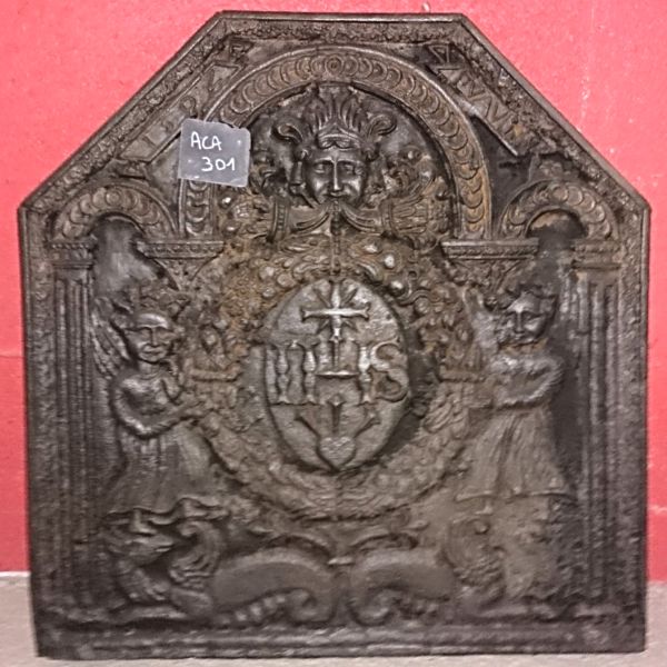 Ancienne Plaque de Cheminée en Fonte « Retour de Chasse »