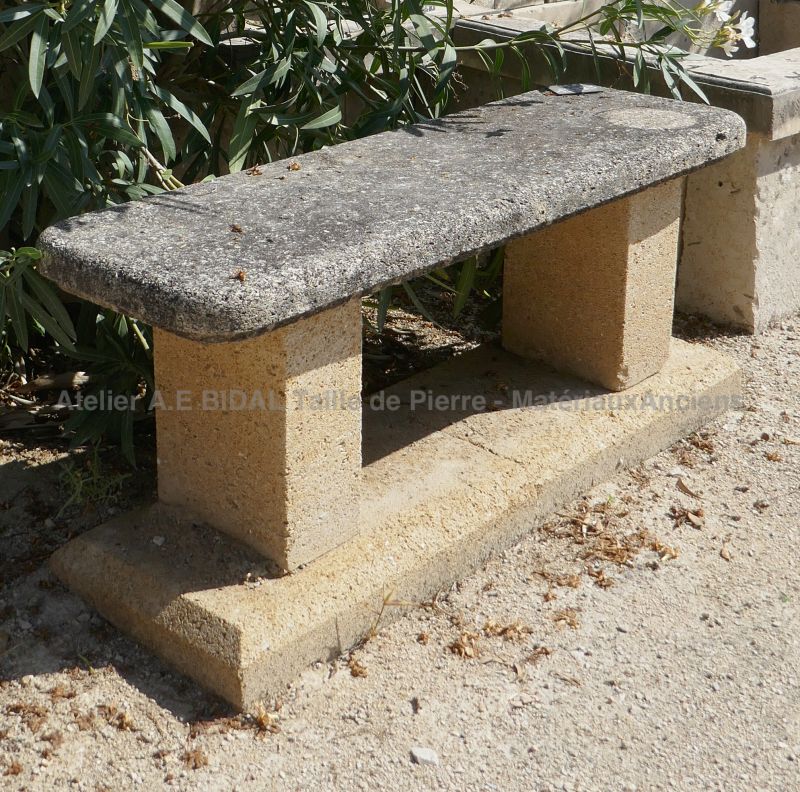 Small stone bench - old garden furniture.
