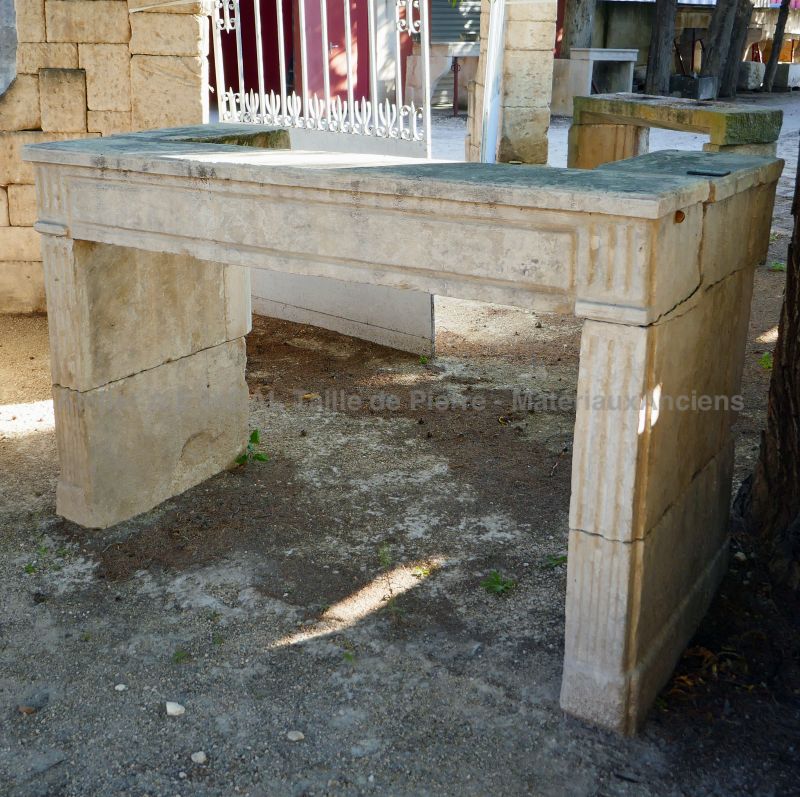 Antique Louis XVI stone fireplace by Alain Bidal Antique Materials in Provence.