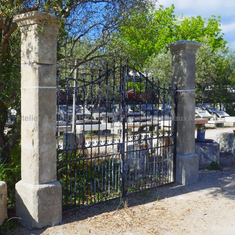 Pair of rustic stone pillars by The Antique Materials in Provence Alain BIDAL