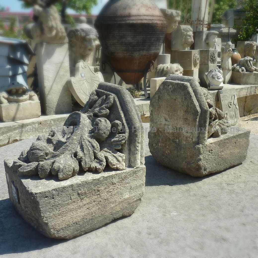 Old stone cornice - lot of two identical cornices.