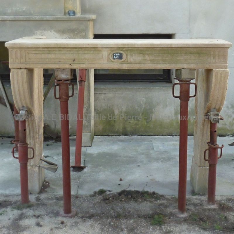 Louis XIV fireplace made of Chaillon limestone - an antique fireplace without overmantle.