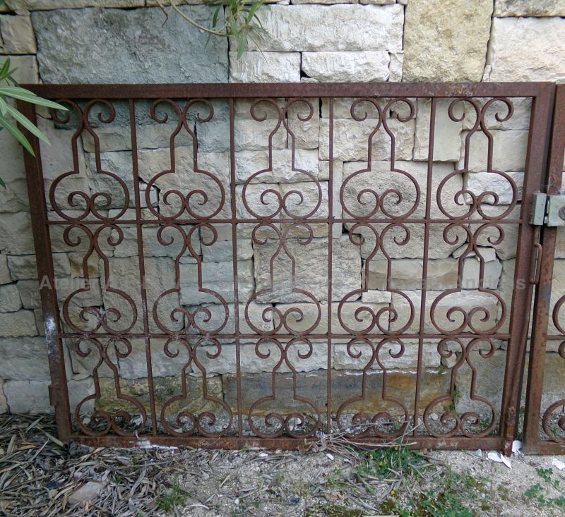 Grand portail de jardin ancien en fer forgé de 3 mètres - Atelier Alain BIDAL (Provence)