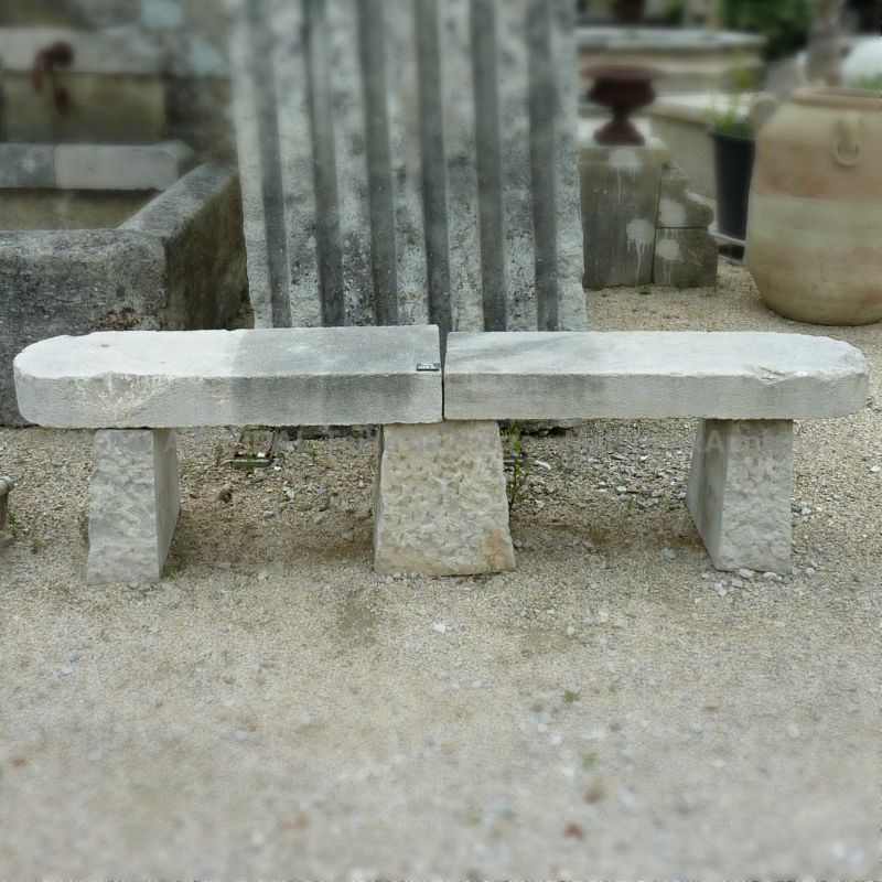 Antique stone bench of more than 2 meters long - Antique garden furniture by - Atelier Alain BIDAL (Provence)