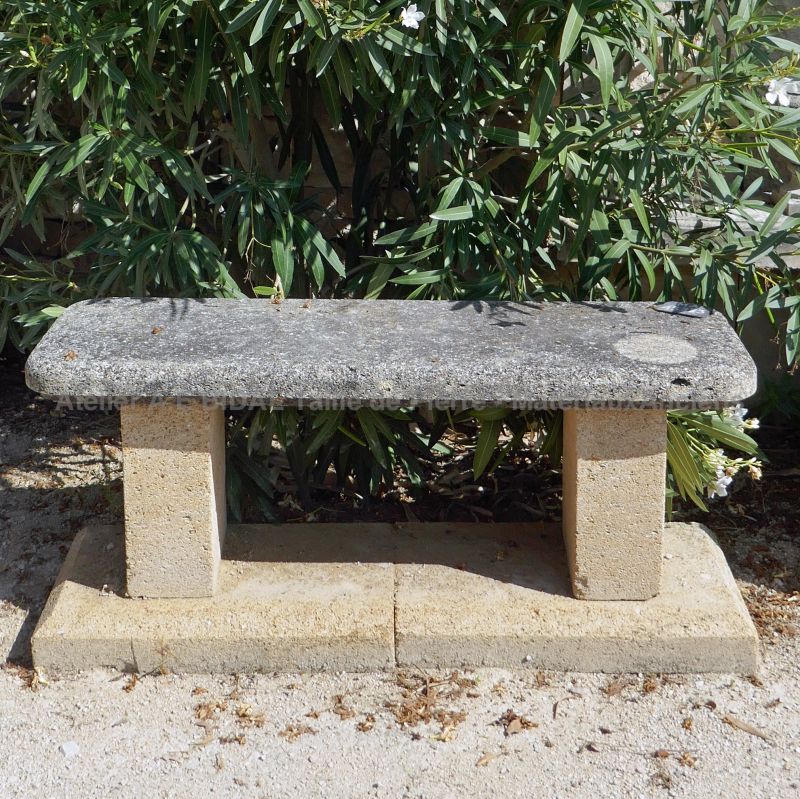 Antique stone bench - garden furniture in old stone by Atelier Alain BIDAL