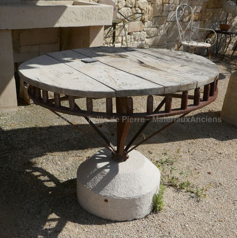 Garden table in old materials by Alain Bidal Antique Materials in Provence