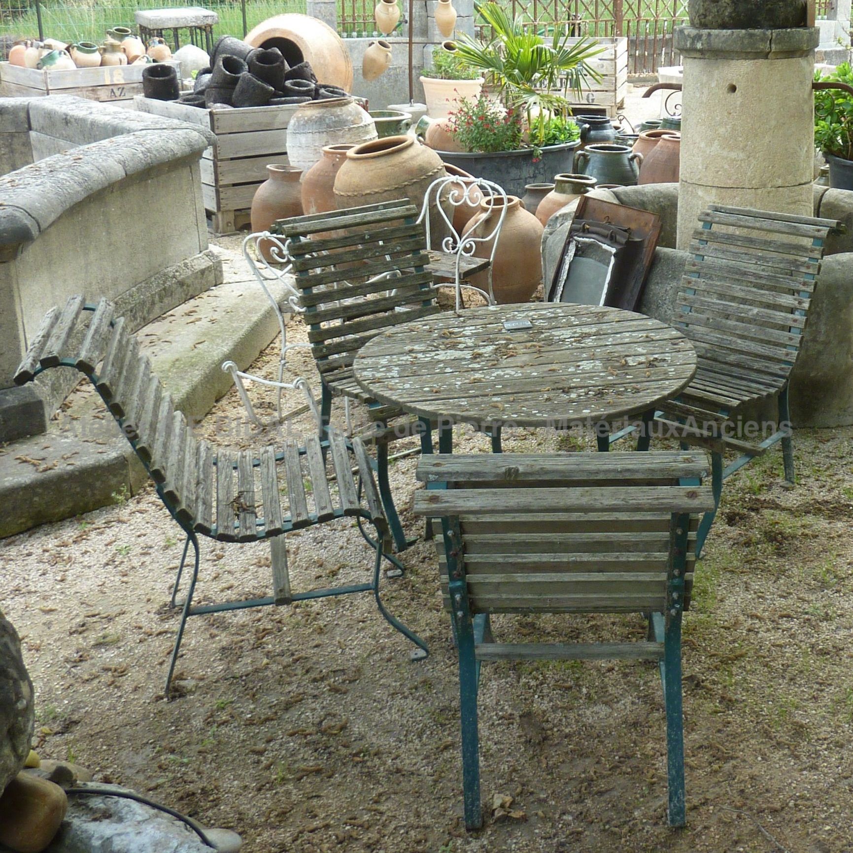 Ensemble table et chaises anciennes de jardin ** VENDU