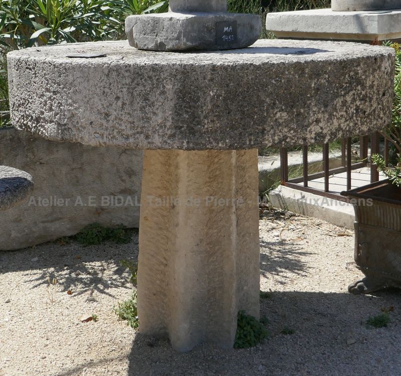 Antique garden furniture - round table in old and patinated stone
