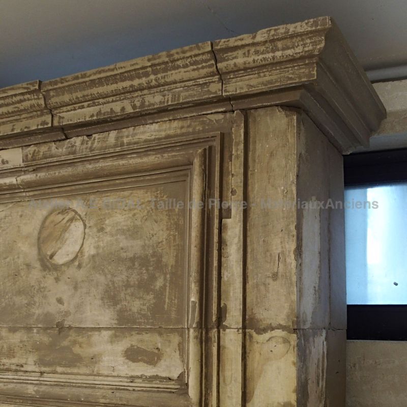 19th century fireplace - antique natural stone fireplace carved in the style of a Louis 13 fireplace.