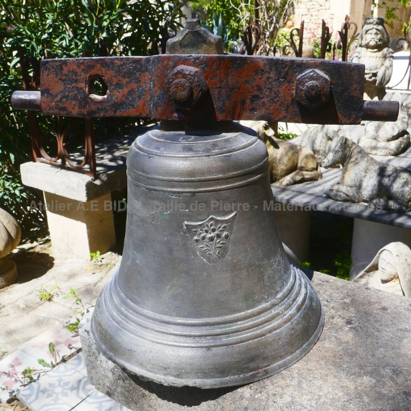 25cm diameter bronze bell for sale at The Antique Materials in Provence Alain BIDAL