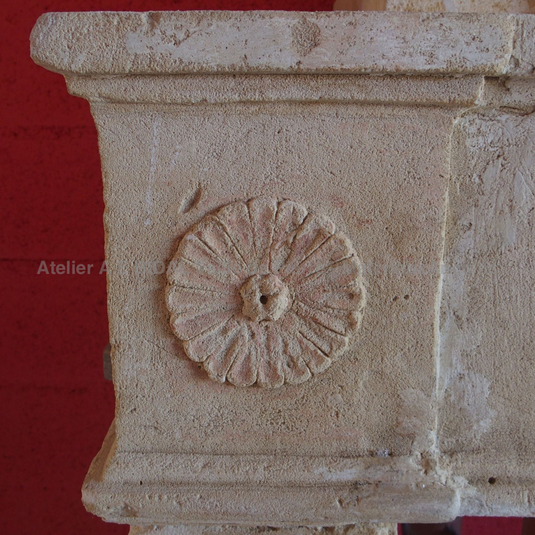Majestic Louis XVI fireplace - fireplace with overmantle,  very carefully worked by a skilled stonemason.