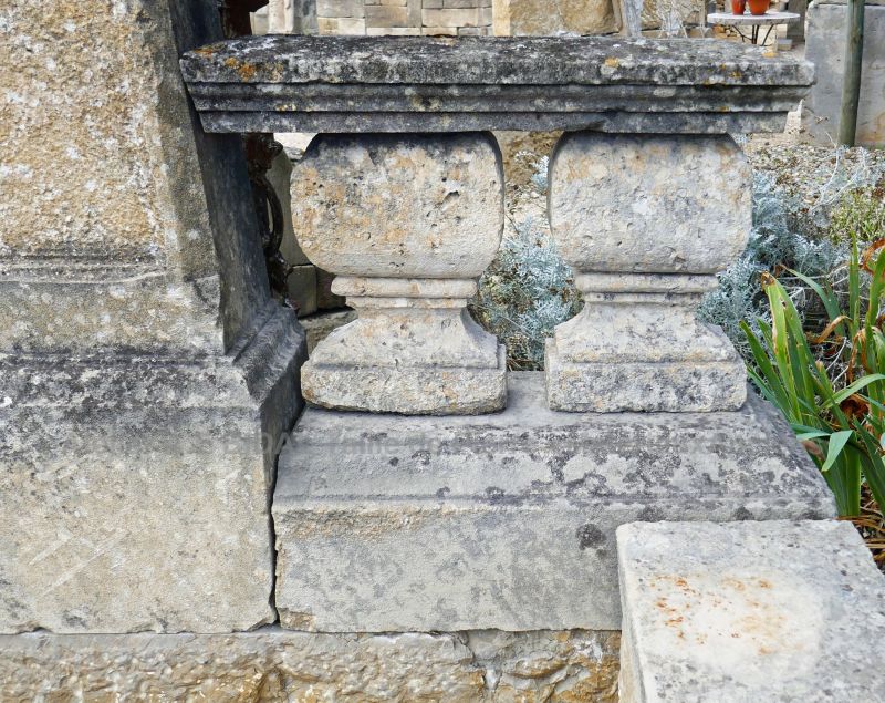 Detail of the stone balusters on our antique garden fountain by Alain BIDAL Antique Materials in Provence.