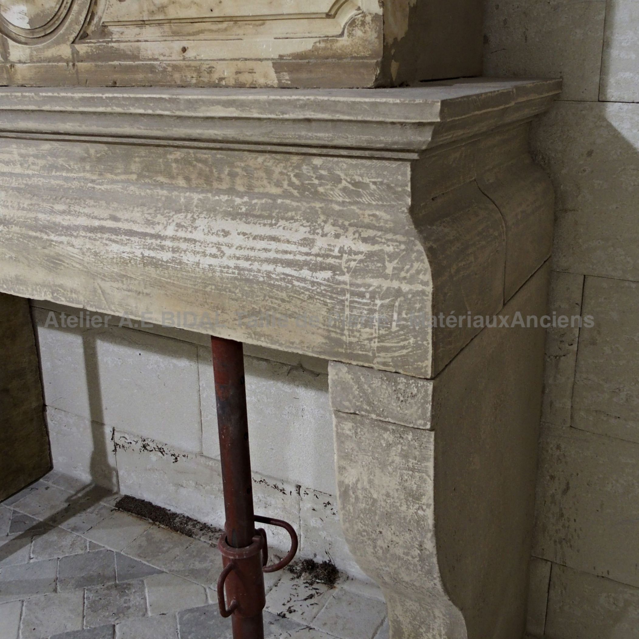 Beautiful antique stone fireplace - Louis 13 style decorative fireplace.