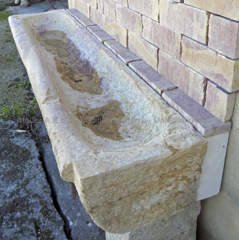 Old stone trough for a charming outdoors stand-alone sink : Atelier Alain BIDAL (Provence)